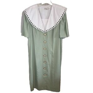 Vintage Neutral Dress 22W Boho Indie Prairie Regency Minimalist Lagen 1980s Chic